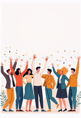 Friendly office farewell illustration showing coworkers waving goodbye as a colleague moves on, flat modern vector design with soft pastel tones and a warm positive atmosphere