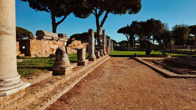 The capitolium and forum of Ostia Antica, the old port of Rome, Lazio, Italy, dating back to the 7th century BC