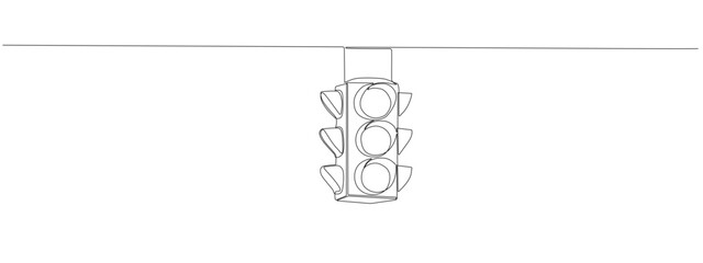 Traffic signal sketch in doodle style with flowing continuous line. Stoplight icon drawing for road safety, street control, and urban design projects with editable vector.