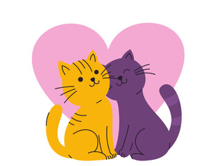 Cute Cats in Love Valentines Day Background