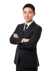 Confident businessman in suit isolated on transparent background