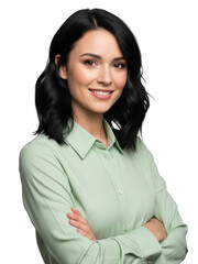 Confident young woman in professional attire isolated on transparent background