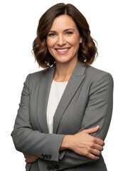Confident businesswoman smiling isolated on transparent background