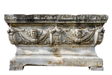 Ancient Sarcophagus with Intricate Carvings Isolated on Transparent background.