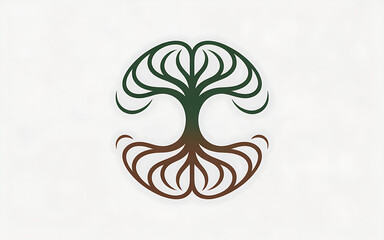 Minimalist Tree of Life with Roots and Branches isolated on a transparent background
