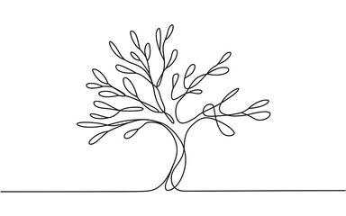 Single line of a stylized tree isolated on a transparent background 1
