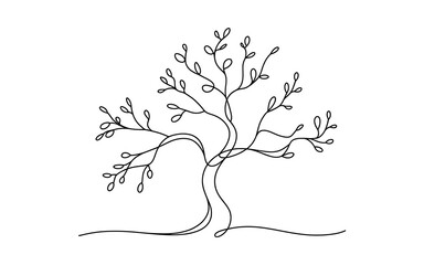 Single Line of a Small Tree isolated on a transparent background