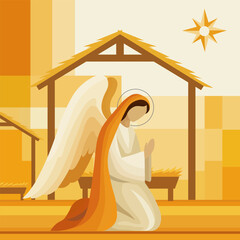 Angel Kneeling in Nativity Scene