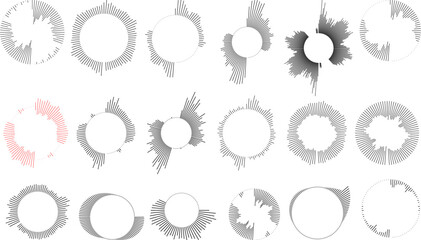 Collection of various black and red circular floral wreath designs