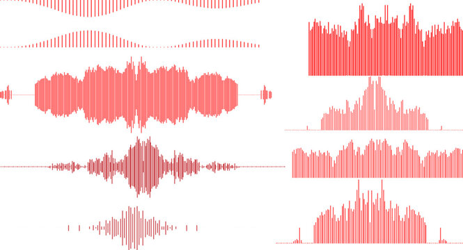 Red sound wave patterns on a for audio visualization
