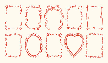 Sketch style vector frames collection. Art for greeting cards, wedding invitations, poster design, postcards.