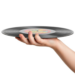 Hand Holding Vinyl Record Isolated