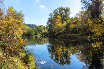 Obraz premium Landscape of Iskar River, passing near Lake Pancharevo, Bulgaria
