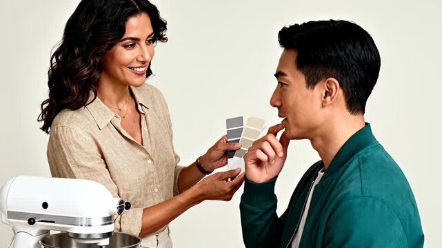 Color consultation for home makeover with paint samples and design advice