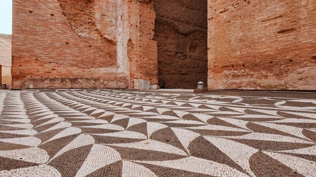 The ruins of the Baths of Caracalla, Rome, Italy, dating back to 212 AD, under the emperors Septimius Severus and Caracalla