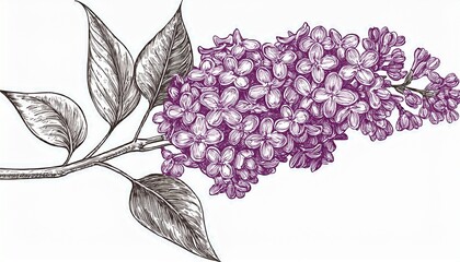 hand drawn vintage style sketch of lilac branch lilac sketch hand drawn branch vintage flower floral