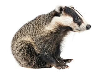 Fototapeta premium Badger Sitting on Ground Isolated on Transparent background.
