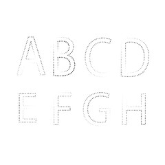 Dotted Alphabet Letters A to H Vector for Tracing, Learning and Typography Design