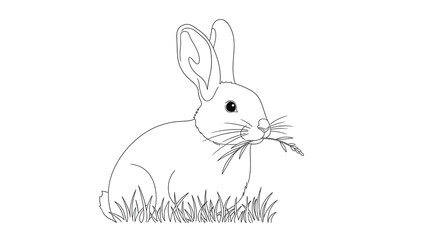 Obraz premium Line of rabbit eating grass isolated on a transparent background