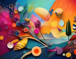 dynamic mood board showcasing creativity through colorful images generative ai