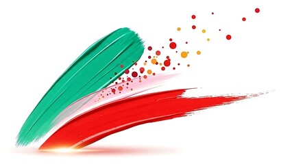 Vibrant brush strokes in green and red