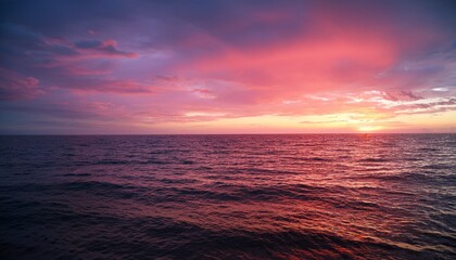 Fototapeta premium Beautiful Pink Sunset Over Sea