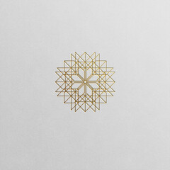 Geometric pattern logo in luxury gold shades. Sleek and modern design can fit various industries.
