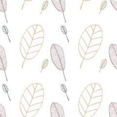 Elegant winter foliage, creating seamless wallpaper with calm, frosty vibe. Repeated winter print.