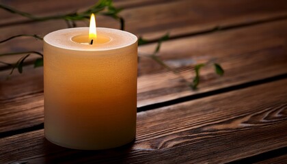 Candle On Wooden Background