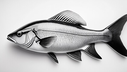 Isolated Flat Black Outline Of A Fish