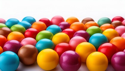 seamless of colorful gumballs background assorted brightly colored candy gumballs or dragees realistic background isolated on white background copy space for text