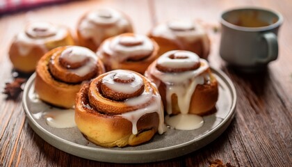 Warm Cinnamon Rolls Topped With Rich Icing Perfect For Breakfast Or Dessert To Satisfy Your Sweet Cravings