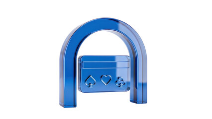 Blue Glass 3D Payment Gateway with Credit Card Icon, isolated on white