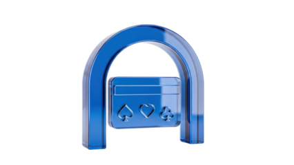 Blue Glass 3D Payment Gateway with Credit Card Icon, isolated on white