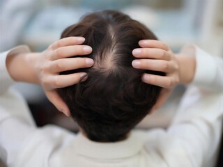 Naklejka premium Male hair loss examination