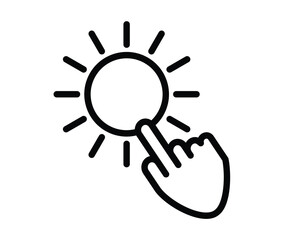 Hand Touching Symbol of Sunlight in Minimalist Line Art Style