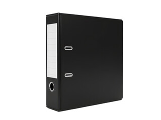 A black binder with a white label, perfect for organizing documents or adding a touch of elegance to any space