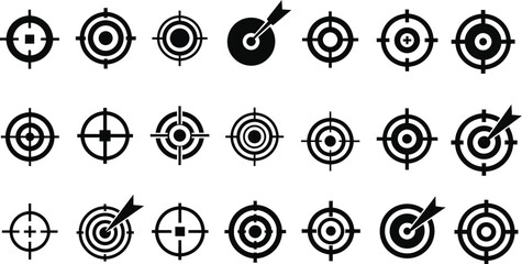 Fototapeta premium Collection of black target icons with arrow ideal for design on transparent background silhouette