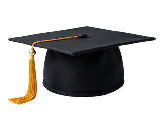 A traditional graduation cap with a gold tassel, perfect for academic and educational themes
