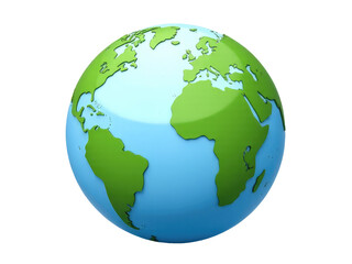 Fototapeta premium A blue and green Earth globe on a white background, perfect for use in educational or environmental settings