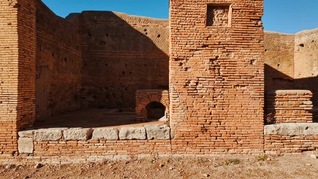 The ruins of Ostia Antica, the old port of Rome, Lazio, Italy, dating back to the 7th century BC