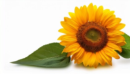 Obraz premium Sunflower With Leaves On Transparent Background