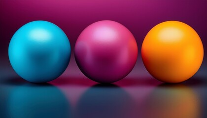 Abstract Composition Of Three Colorful Spheres With A Gradient Background