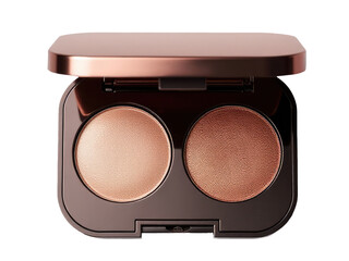 A detailed view of two eyeshadows on a white background, ideal for makeup tutorials or product displays