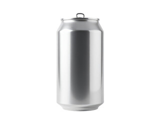 A single can of soda sitting on a clean and simple white background