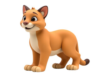 Fototapeta premium A cute cartoon cat sitting on a white background
