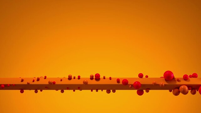 colorful balloon display, bright spheres in energetic motion, vivid colorful globes drift across scene with lively pace, dynamic sequence of red and orange spheres animated with cheerful lighting