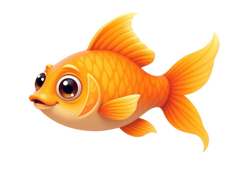 A cute cartoon goldfish with large eyes