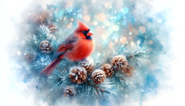red cardinal in winter