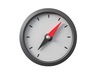 A detailed view of a clock face featuring red hour and minute hands, suitable for use in designs related to time, urgency or alarm